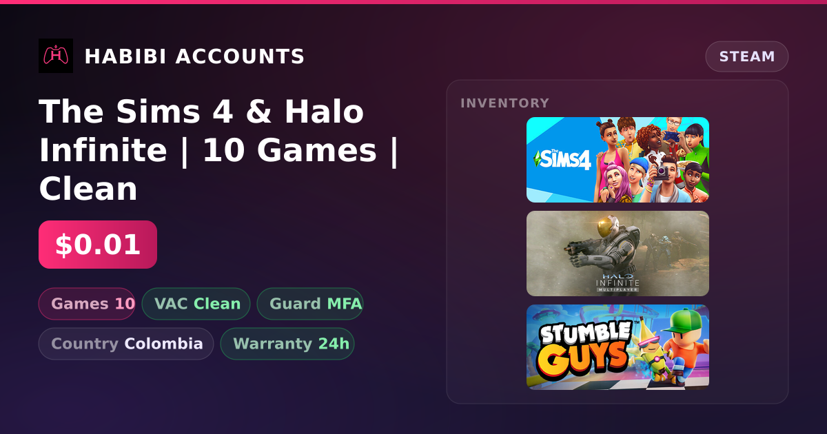 The Sims 4 & Halo Infinite | 10 Games | Clean — HabibiAccounts