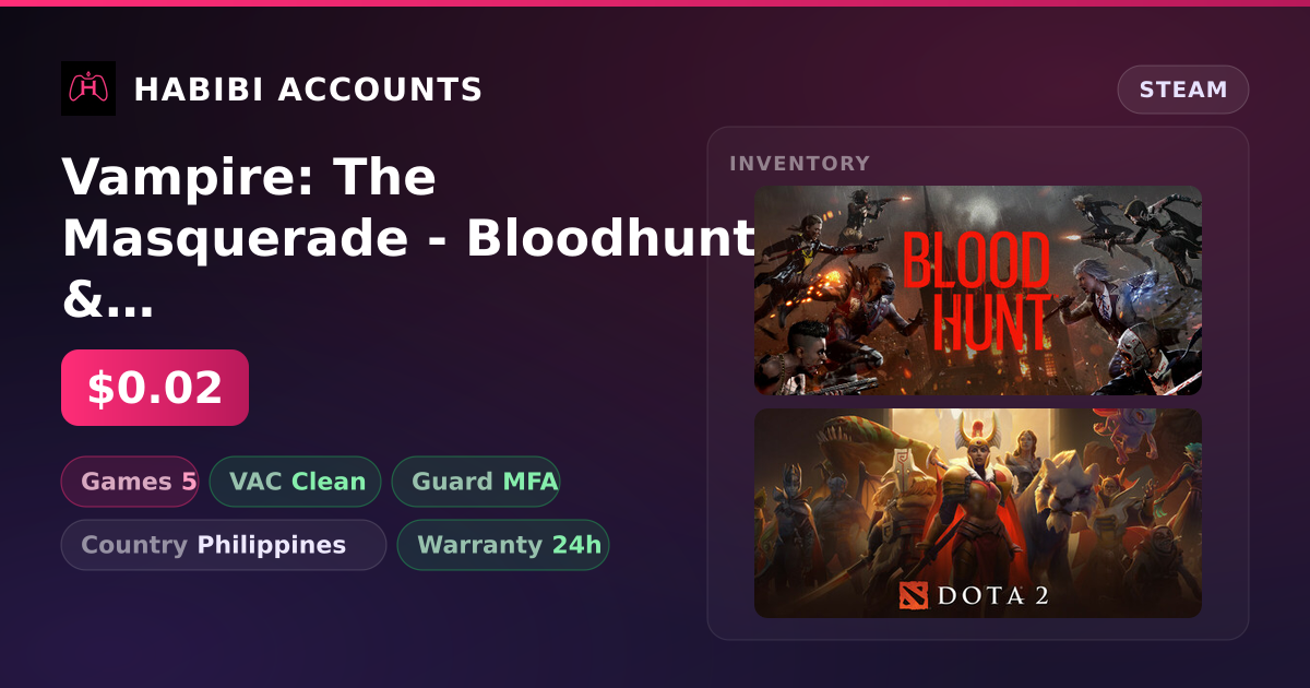 Vampire: The Masquerade - Bloodhunt & Free Call of Duty: Modern Warfare III | Clean — HabibiAccounts