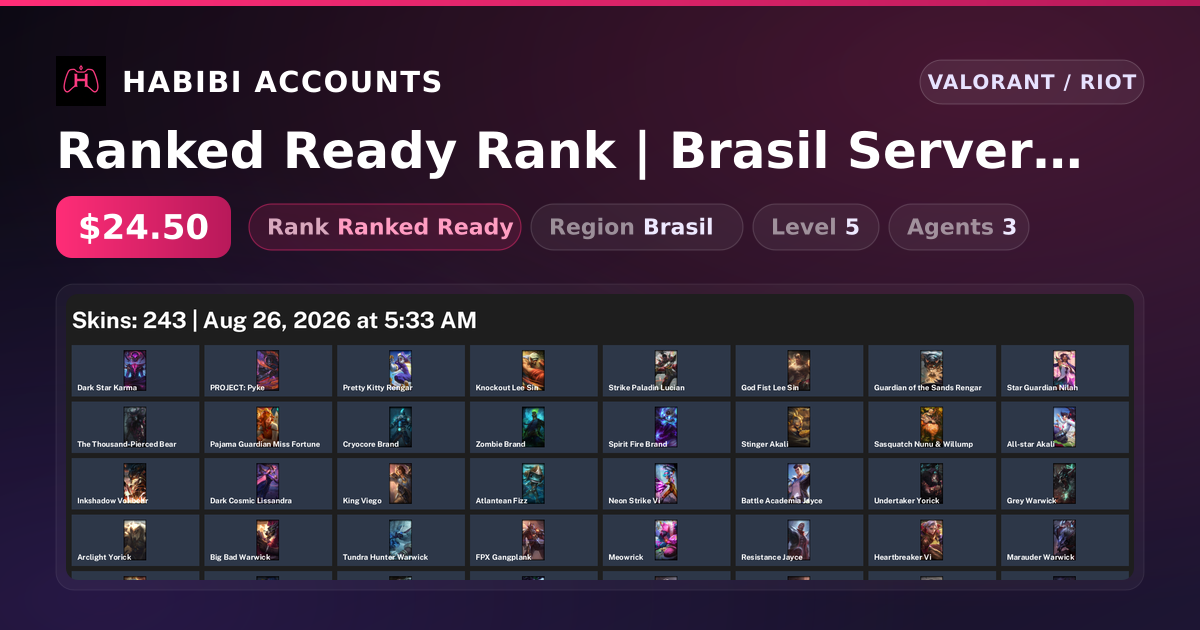 Ranked Ready Rank | Brasil Server | Level 5 — HabibiAccounts