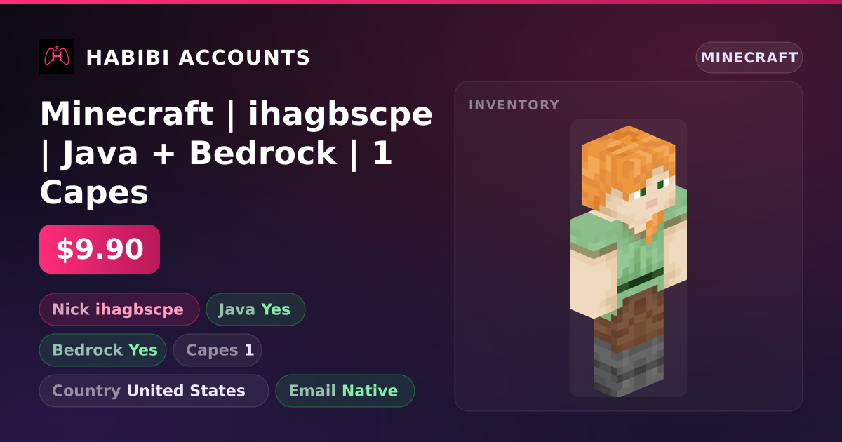 Minecraft | ihagbscpe | Java + Bedrock | 1 Capes — HabibiAccounts