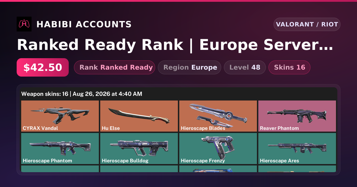 Ranked Ready Rank | Europe Server | 16 Skins | 2 Knives | Level 48 — HabibiAccounts