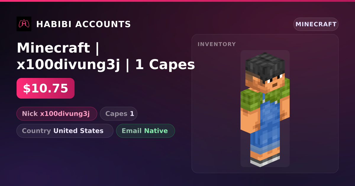 Minecraft | x100divung3j | 1 Capes — HabibiAccounts