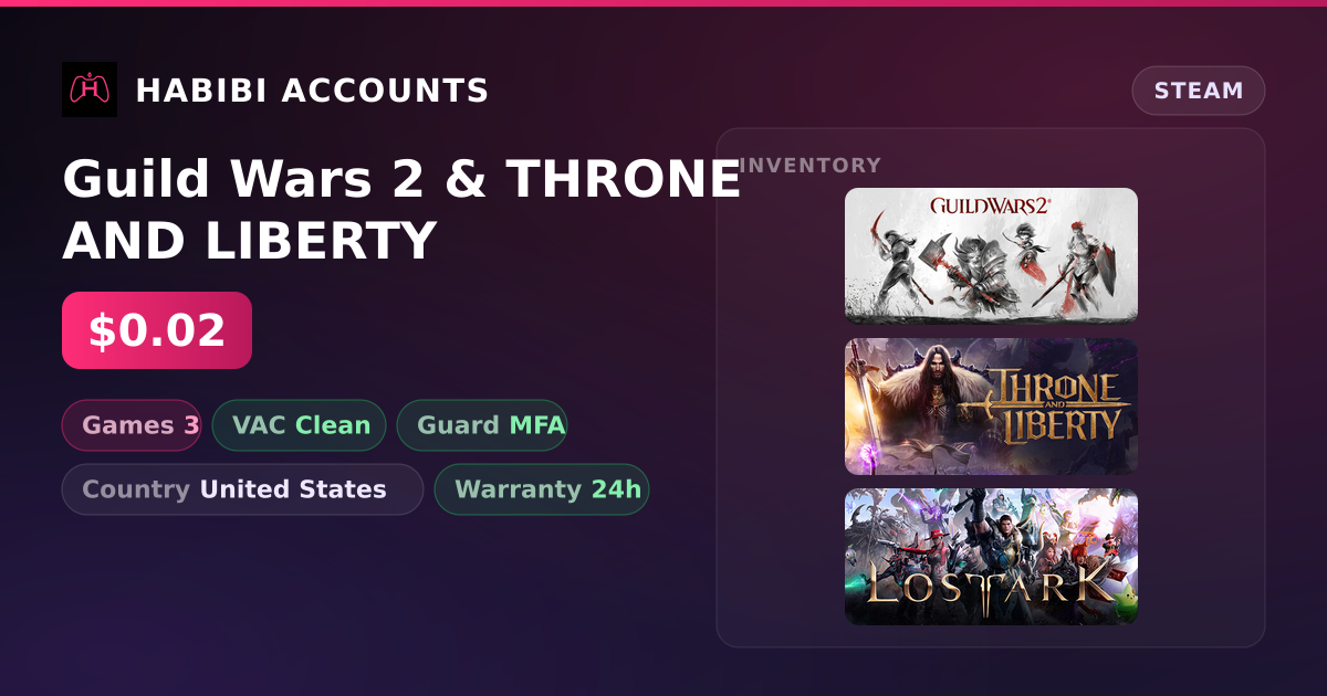 Guild Wars 2 & THRONE AND LIBERTY — HabibiAccounts