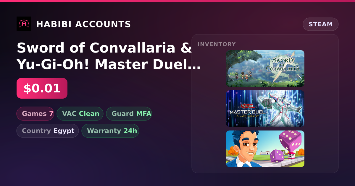 Sword of Convallaria & Yu-Gi-Oh! Master Duel | Clean — HabibiAccounts