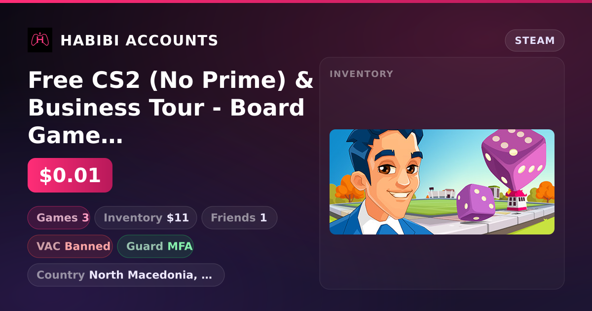 Free CS2 (No Prime) & Business Tour - Board Game with Online Multiplayer | Has VAC — HabibiAccounts