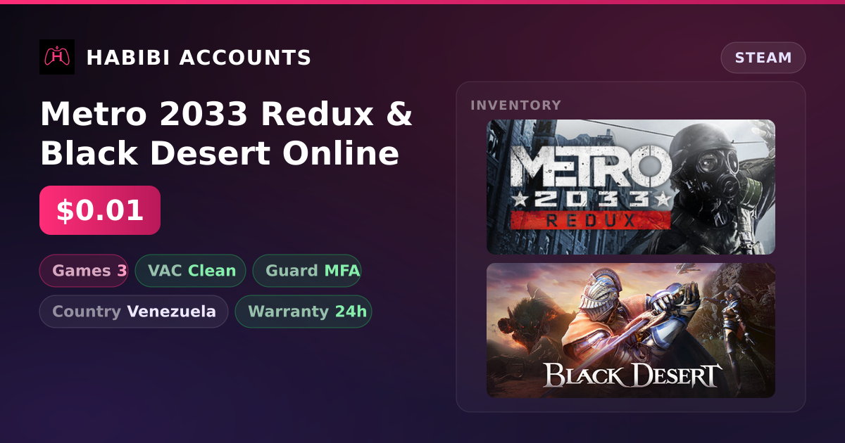 Metro 2033 Redux & Black Desert Online — HabibiAccounts