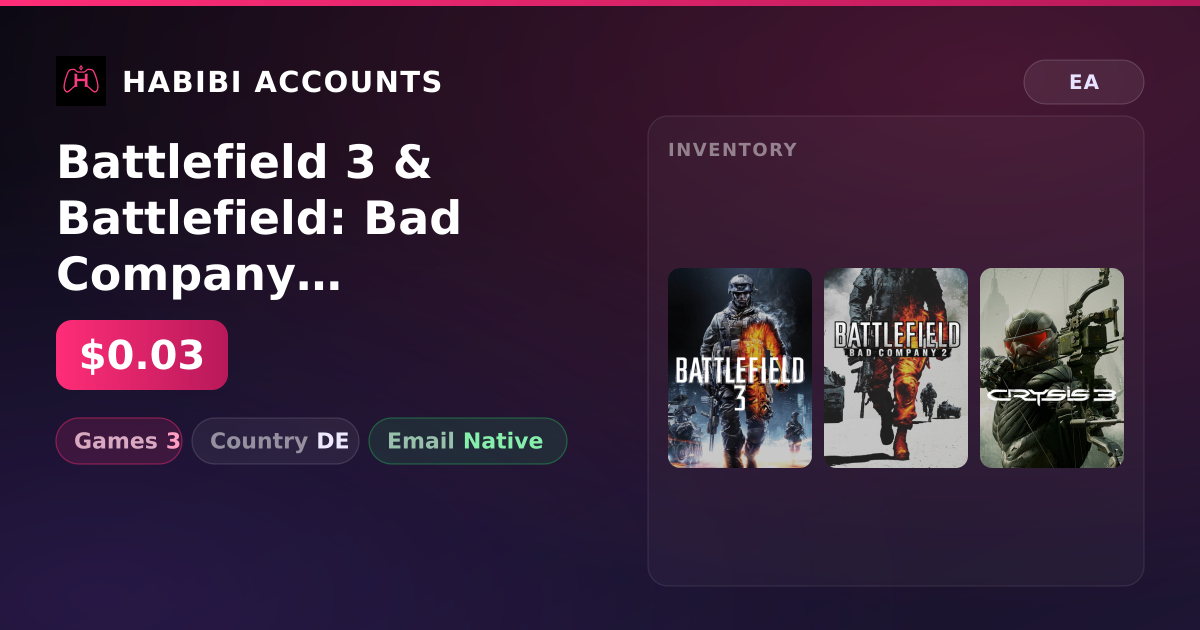 Battlefield 3 & Battlefield: Bad Company 2 | 3 Games — HabibiAccounts