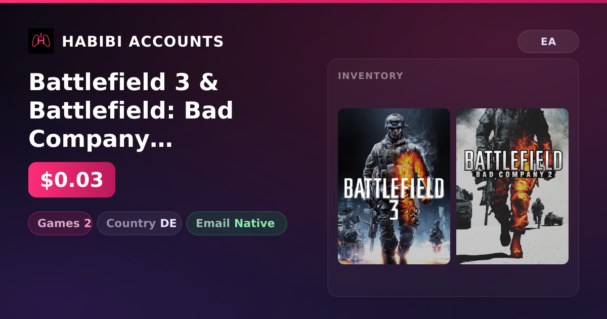 Battlefield 3 & Battlefield: Bad Company 2 | 2 Games — HabibiAccounts
