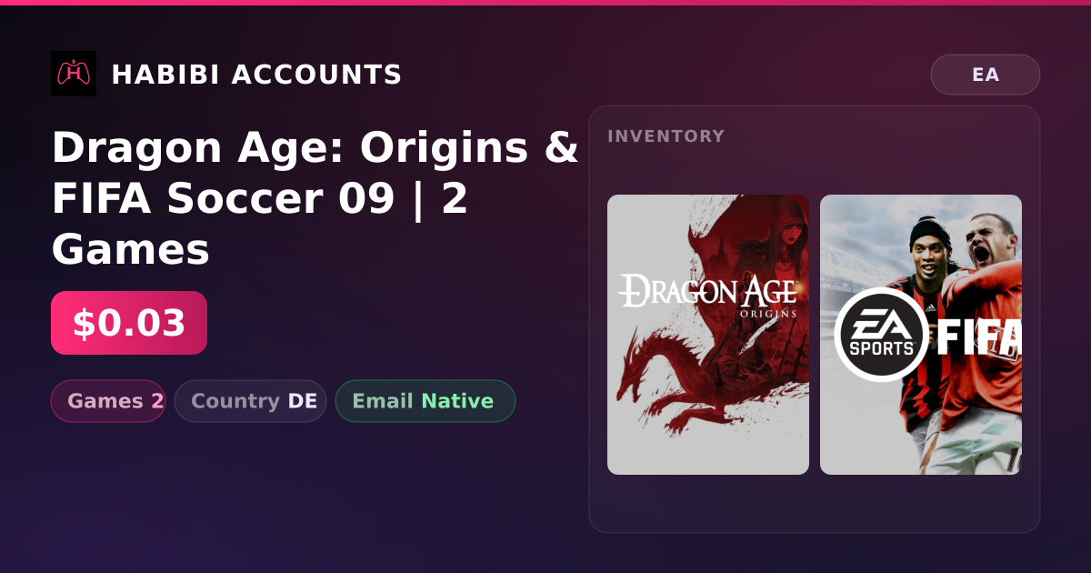 Dragon Age: Origins & FIFA Soccer 09 | 2 Games — HabibiAccounts