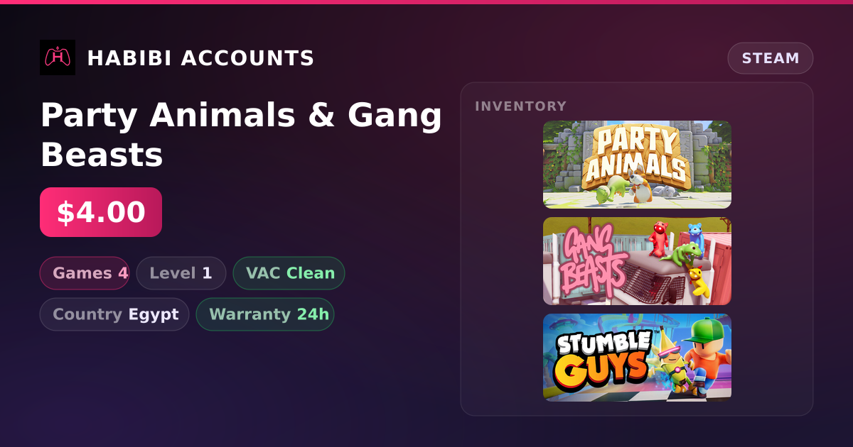 Party Animals & Gang Beasts — HabibiAccounts