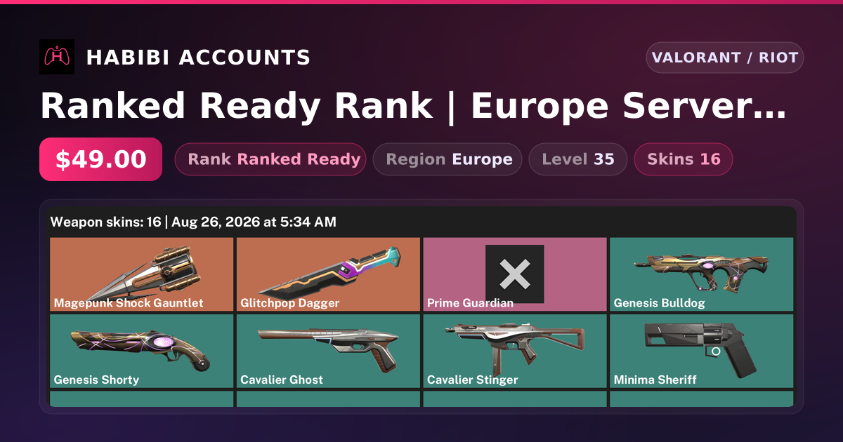 Ranked Ready Rank | Europe Server | 16 Skins | 2 Knives | Level 35 — HabibiAccounts