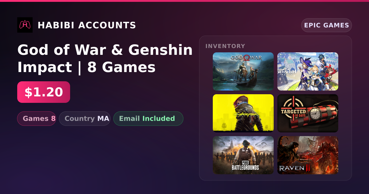 God of War & Genshin Impact | 8 Games — HabibiAccounts