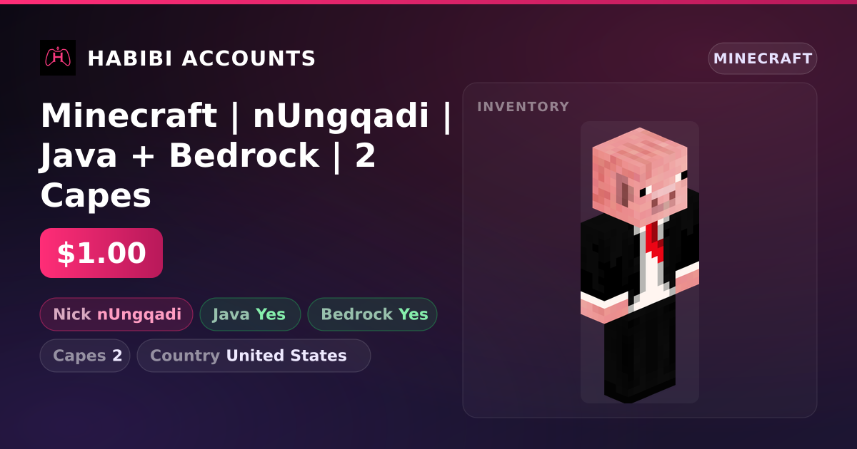 Minecraft | nUngqadi | Java + Bedrock | 2 Capes — HabibiAccounts