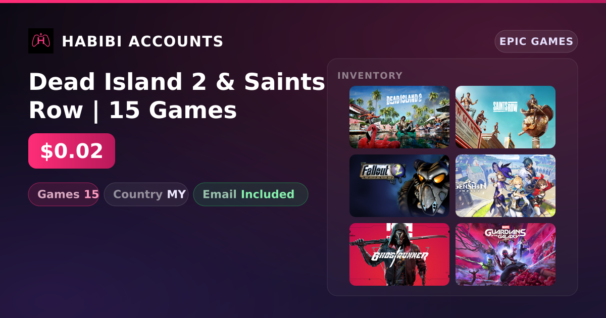 Dead Island 2 & Saints Row | 15 Games — HabibiAccounts
