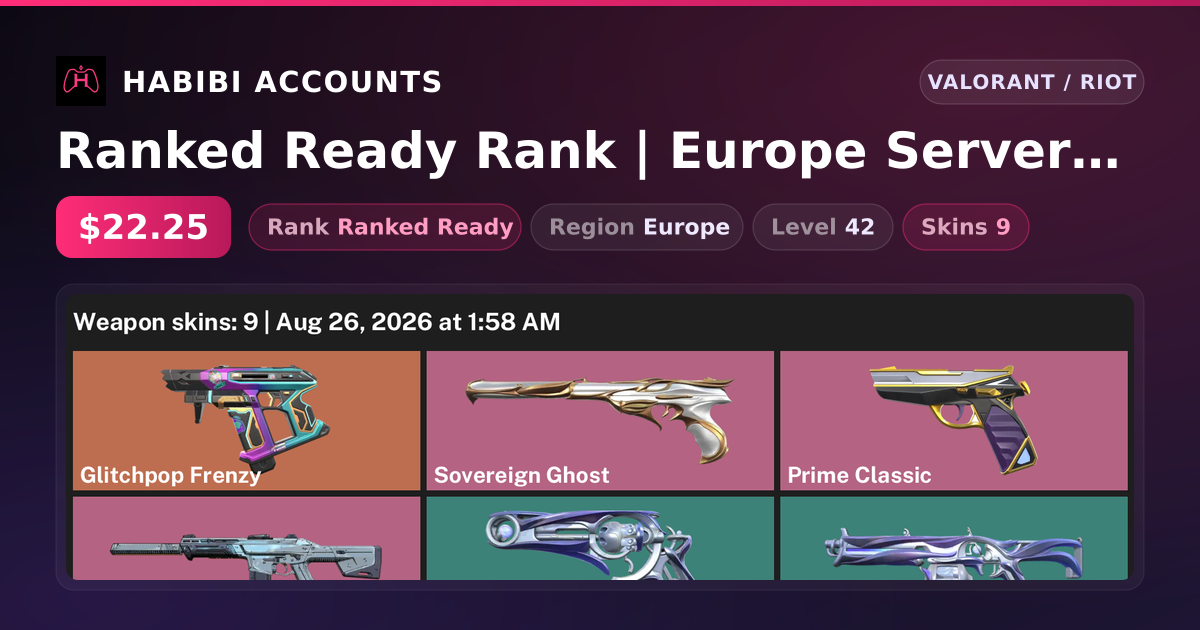 Ranked Ready Rank | Europe Server | 9 Skins | Level 42 — HabibiAccounts