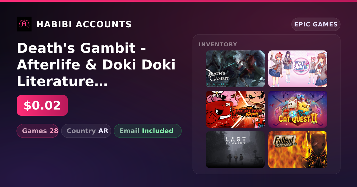 Death's Gambit - Afterlife & Doki Doki Literature Club Plus! | 28 Games — HabibiAccounts