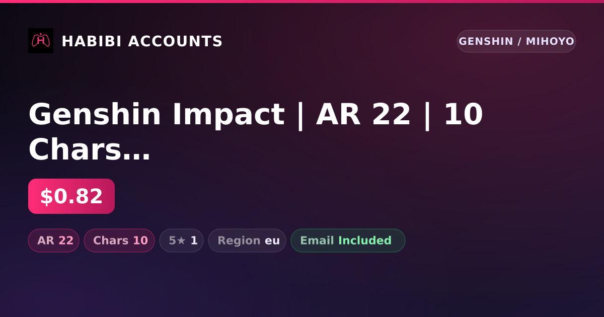 Genshin Impact | AR 22 | 10 Chars | 1× 5★ — HabibiAccounts
