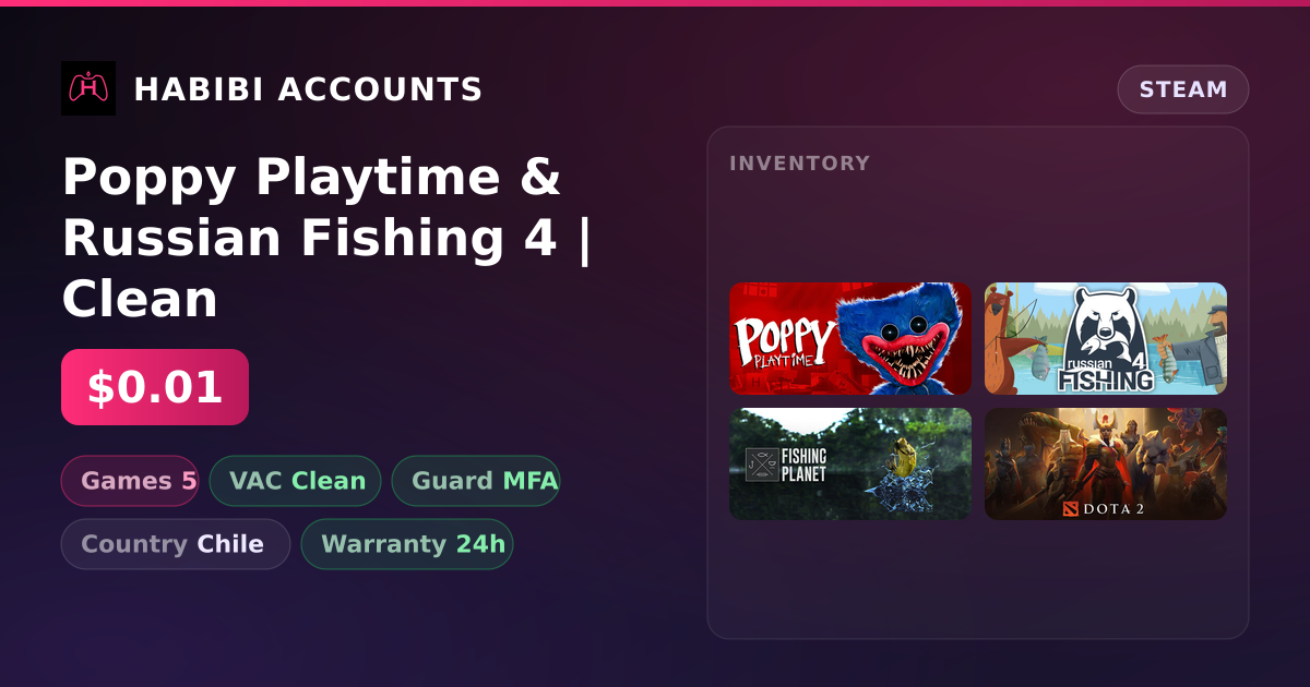Poppy Playtime & Russian Fishing 4 | Clean — HabibiAccounts