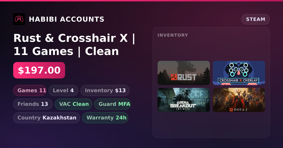 Rust & Crosshair X | 11 Games | Clean