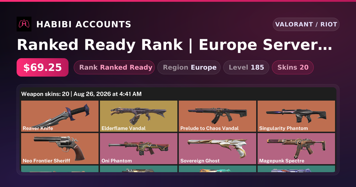 Ranked Ready Rank | Europe Server | 20 Skins | 1 Knives | Level 185 — HabibiAccounts