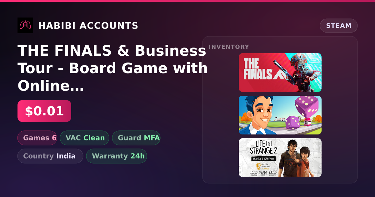 THE FINALS & Business Tour - Board Game with Online Multiplayer | Clean — HabibiAccounts