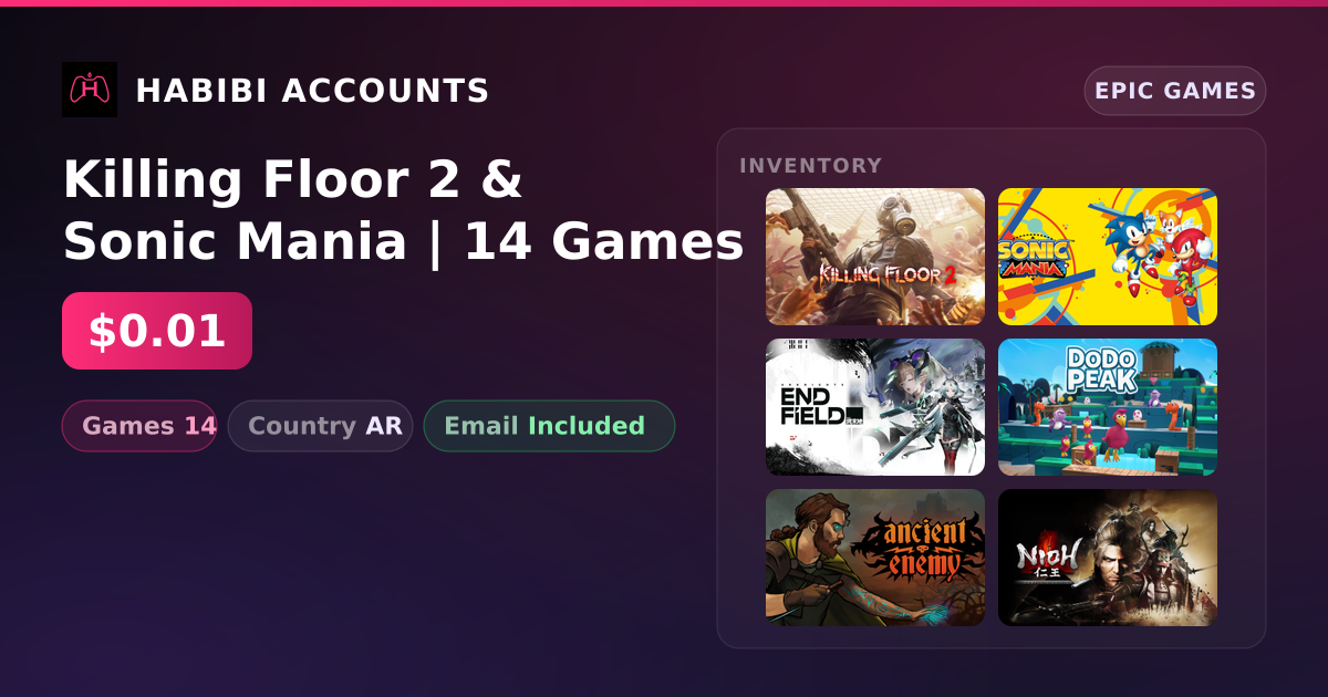 Killing Floor 2 & Sonic Mania | 14 Games — HabibiAccounts