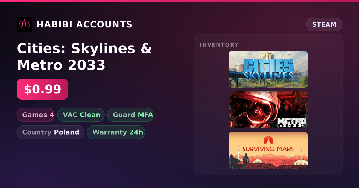 Cities: Skylines & Metro 2033 — HabibiAccounts