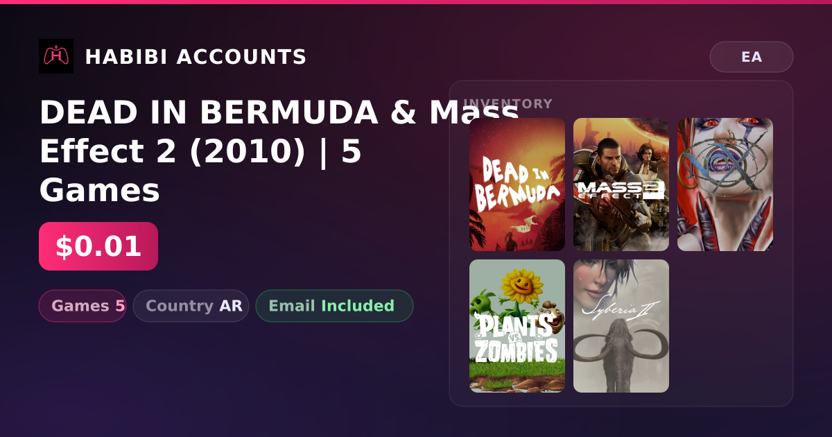 DEAD IN BERMUDA & Mass Effect 2 (2010) | 5 Games — HabibiAccounts