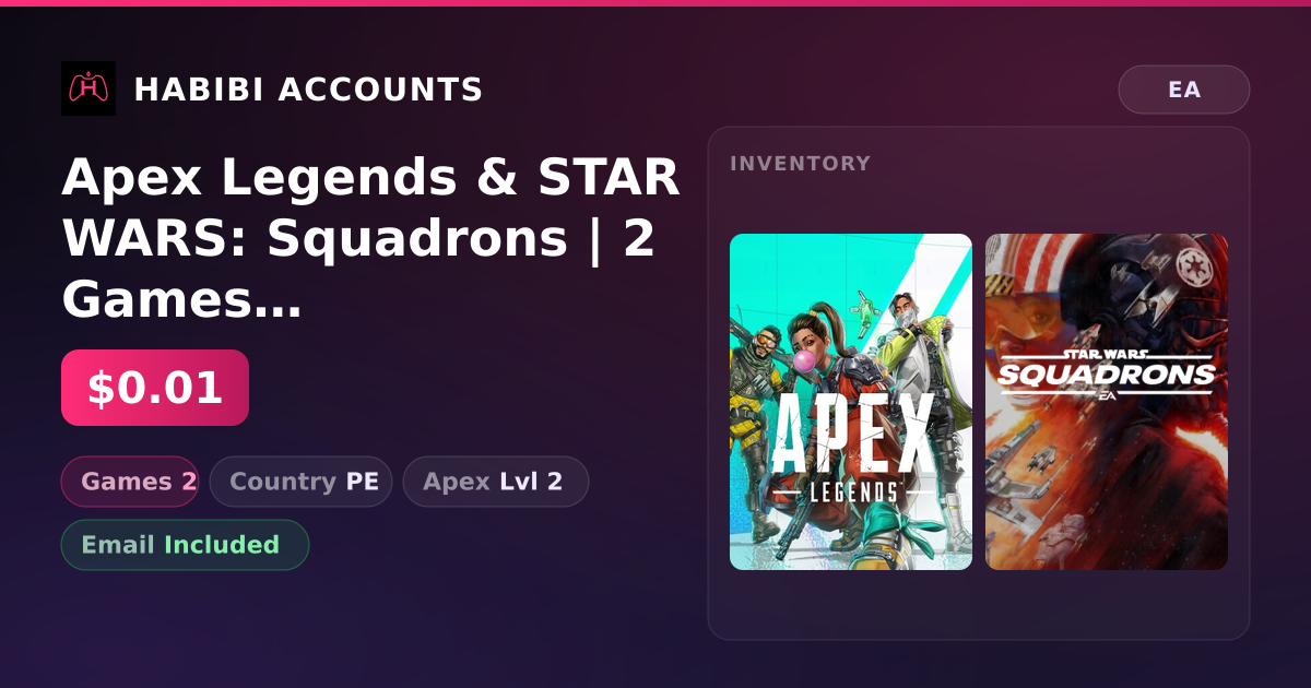 Apex Legends & STAR WARS: Squadrons | 2 Games | Apex Lvl 2 — HabibiAccounts