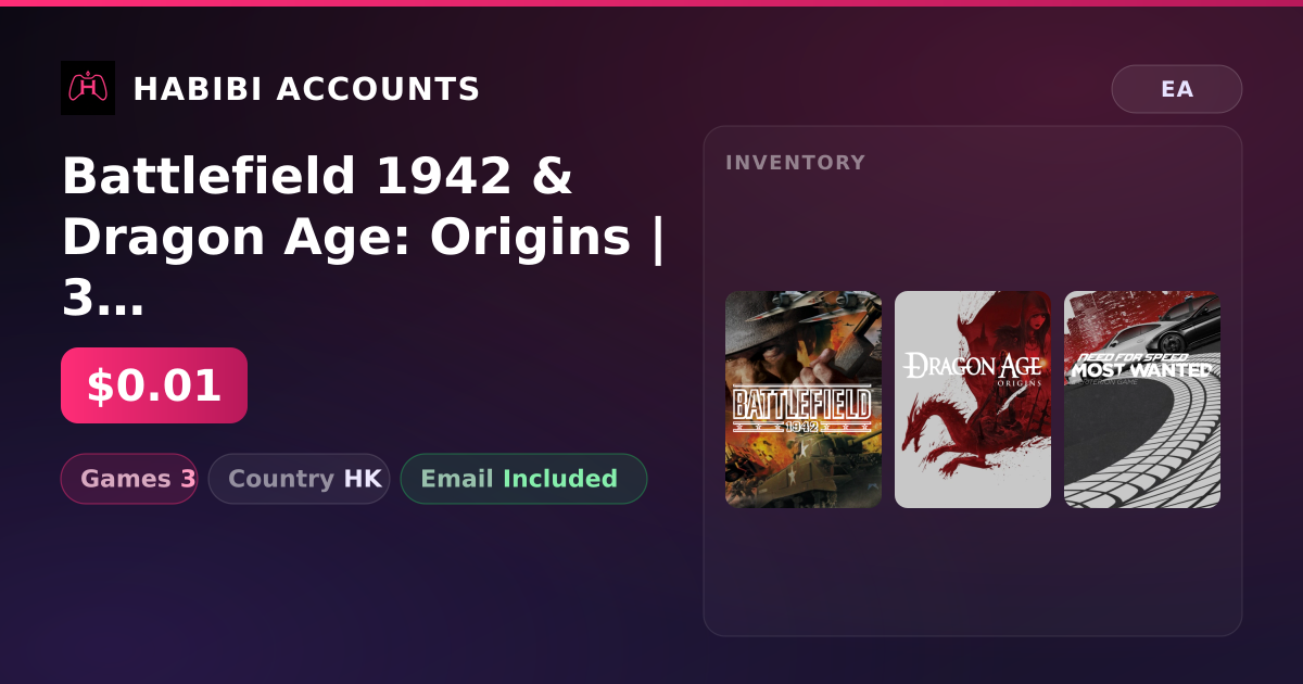 Battlefield 1942 & Dragon Age: Origins | 3 Games — HabibiAccounts
