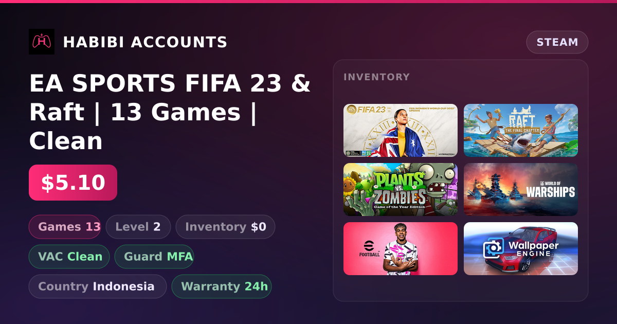 EA SPORTS FIFA 23 & Raft | 13 Games | Clean