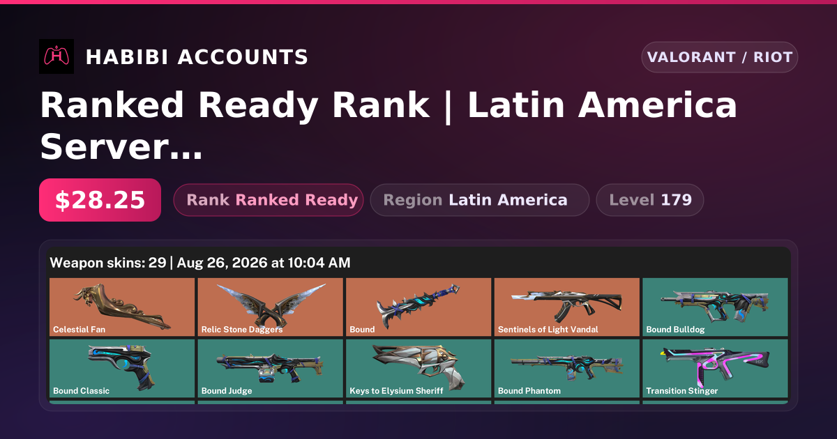 Ranked Ready Rank | Latin America Server | 29 Skins | 3 Knives | Level 179 — HabibiAccounts