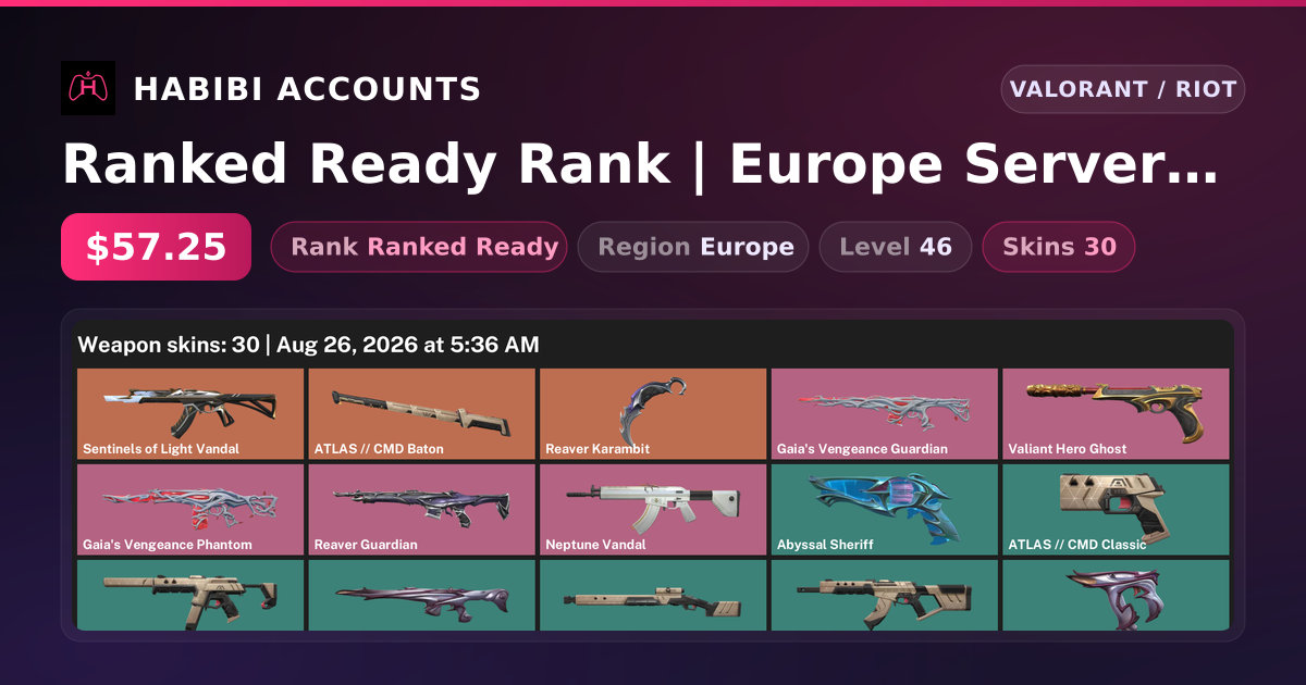Ranked Ready Rank | Europe Server | 30 Skins | 2 Knives | Level 46 — HabibiAccounts