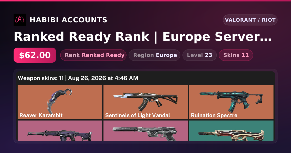 Ranked Ready Rank | Europe Server | 11 Skins | 1 Knives | Level 23 — HabibiAccounts