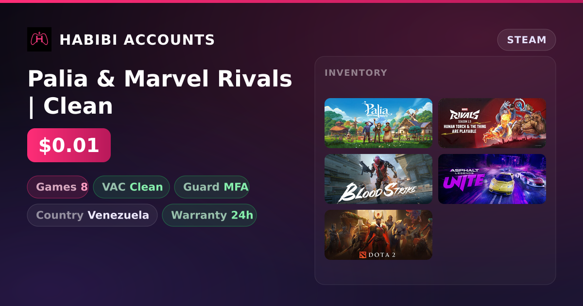 Palia & Marvel Rivals | Clean — HabibiAccounts