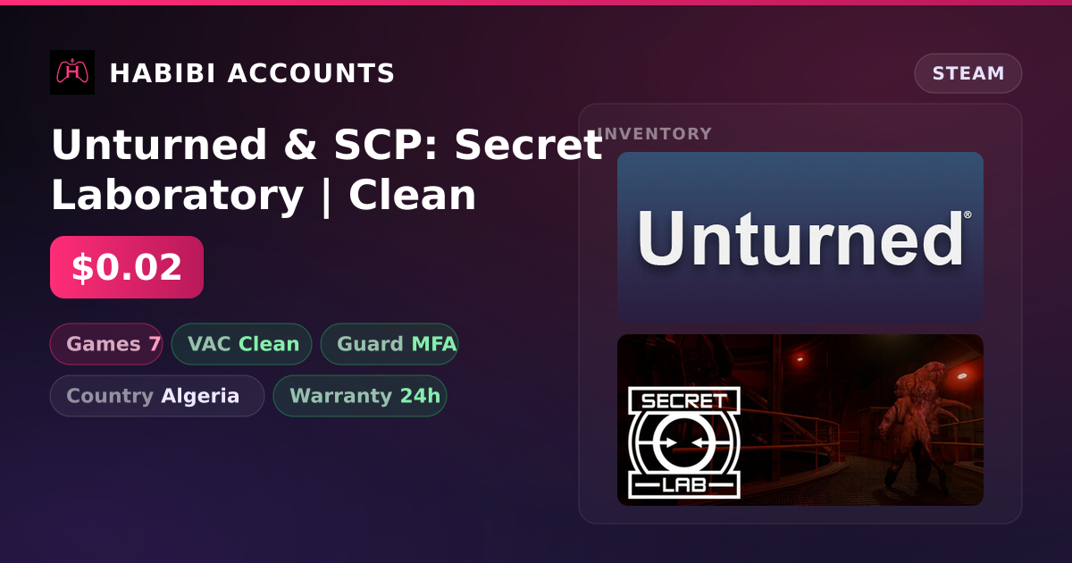 Unturned & SCP: Secret Laboratory | Clean — HabibiAccounts