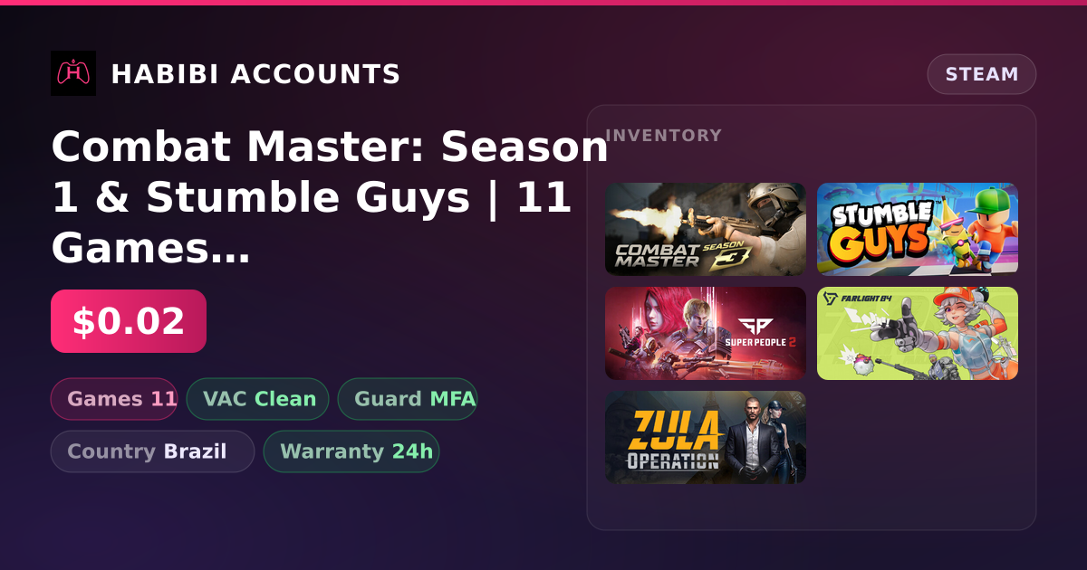 Combat Master: Season 1 & Stumble Guys | 11 Games | Clean — HabibiAccounts