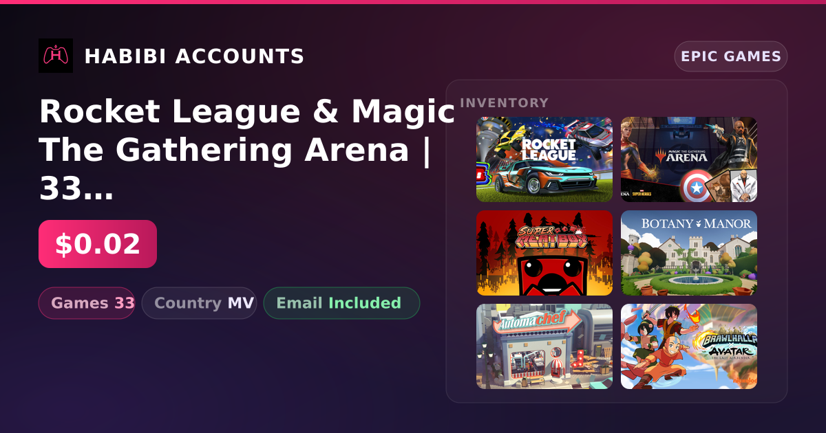 Rocket League & Magic The Gathering Arena | 33 Games — HabibiAccounts