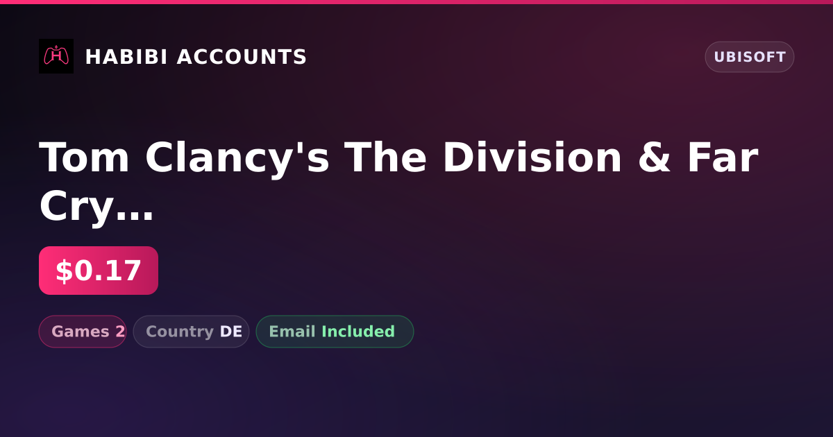 Tom Clancy's The Division & Far Cry Primal | 2 Games — HabibiAccounts