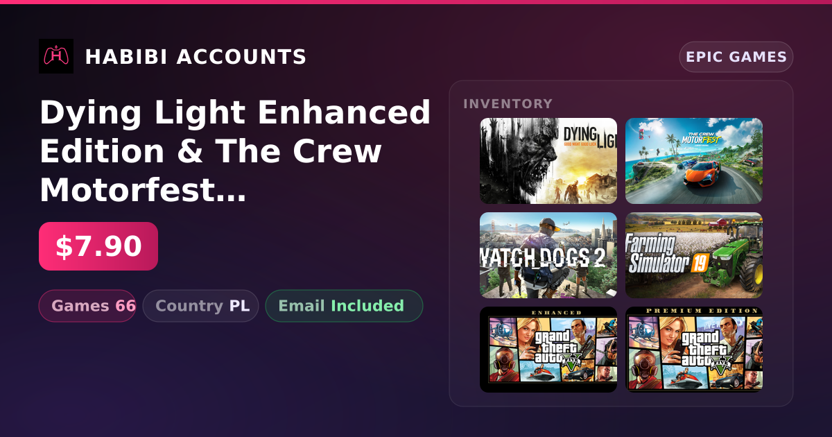 Dying Light Enhanced Edition & The Crew Motorfest Trial | 66 Games — HabibiAccounts