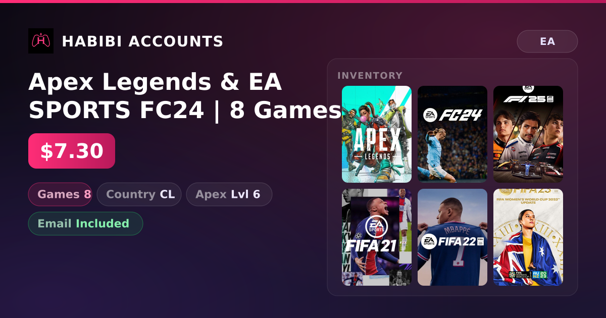 Apex Legends & EA SPORTS FC24 | 8 Games | Apex Lvl 6 — HabibiAccounts