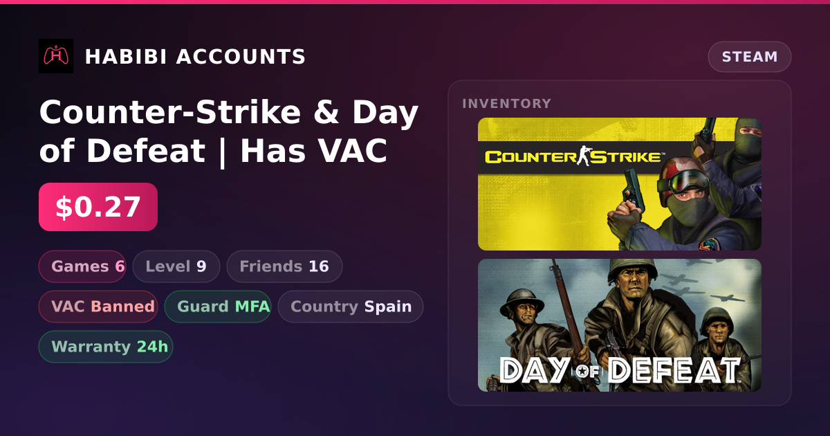 Counter-Strike & Day of Defeat | Has VAC — HabibiAccounts