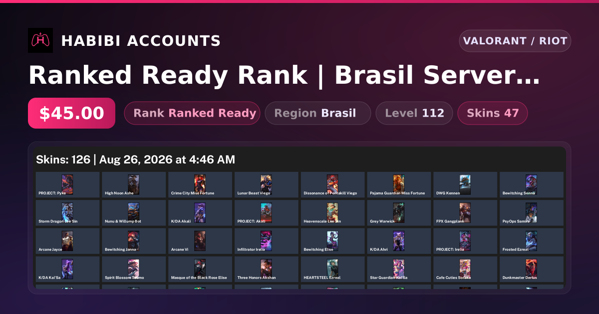 Ranked Ready Rank | Brasil Server | 47 Skins | 4 Knives | Level 112 — HabibiAccounts