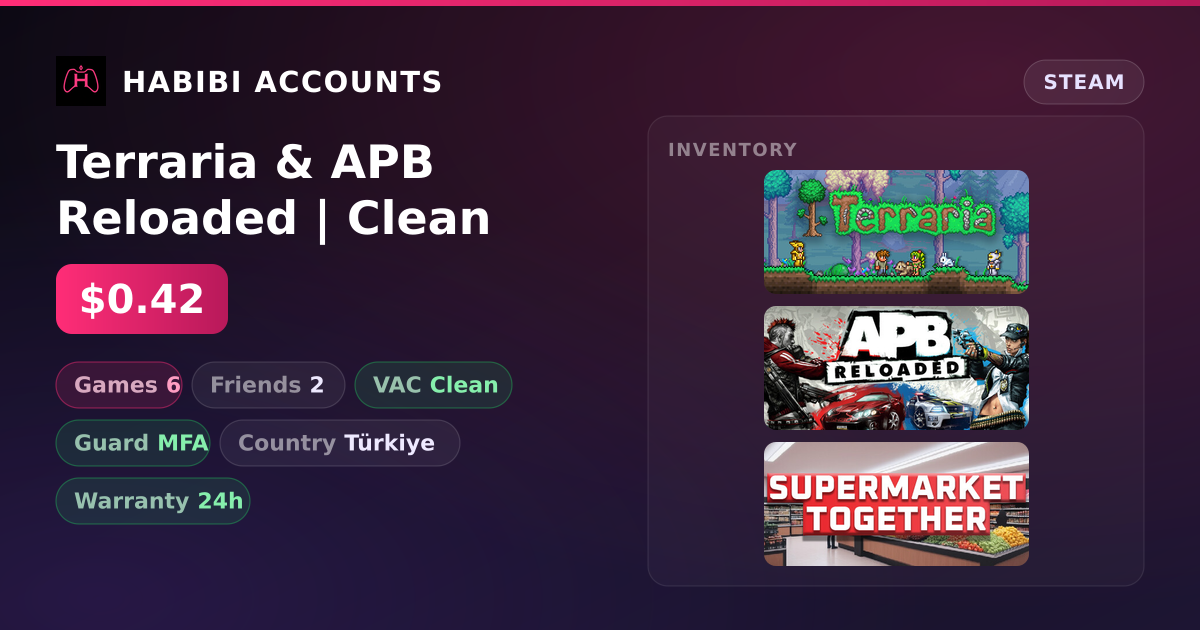 Terraria & APB Reloaded | Clean — HabibiAccounts