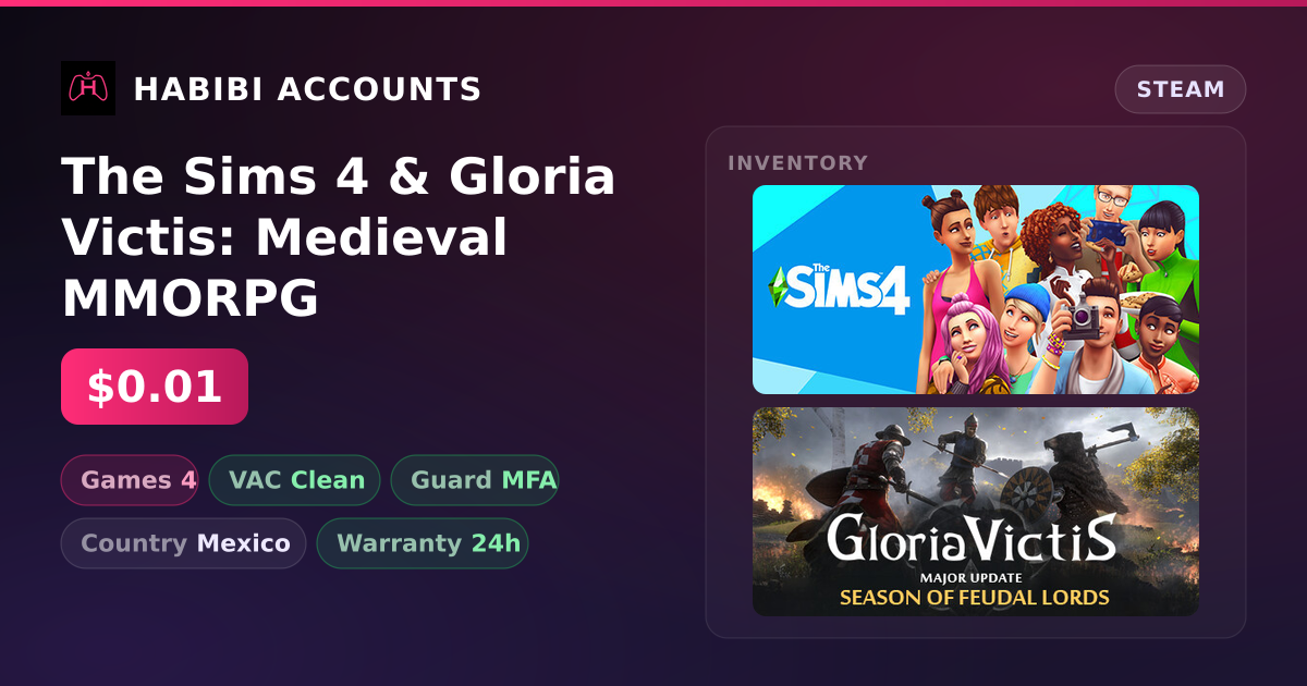 The Sims 4 & Gloria Victis: Medieval MMORPG — HabibiAccounts