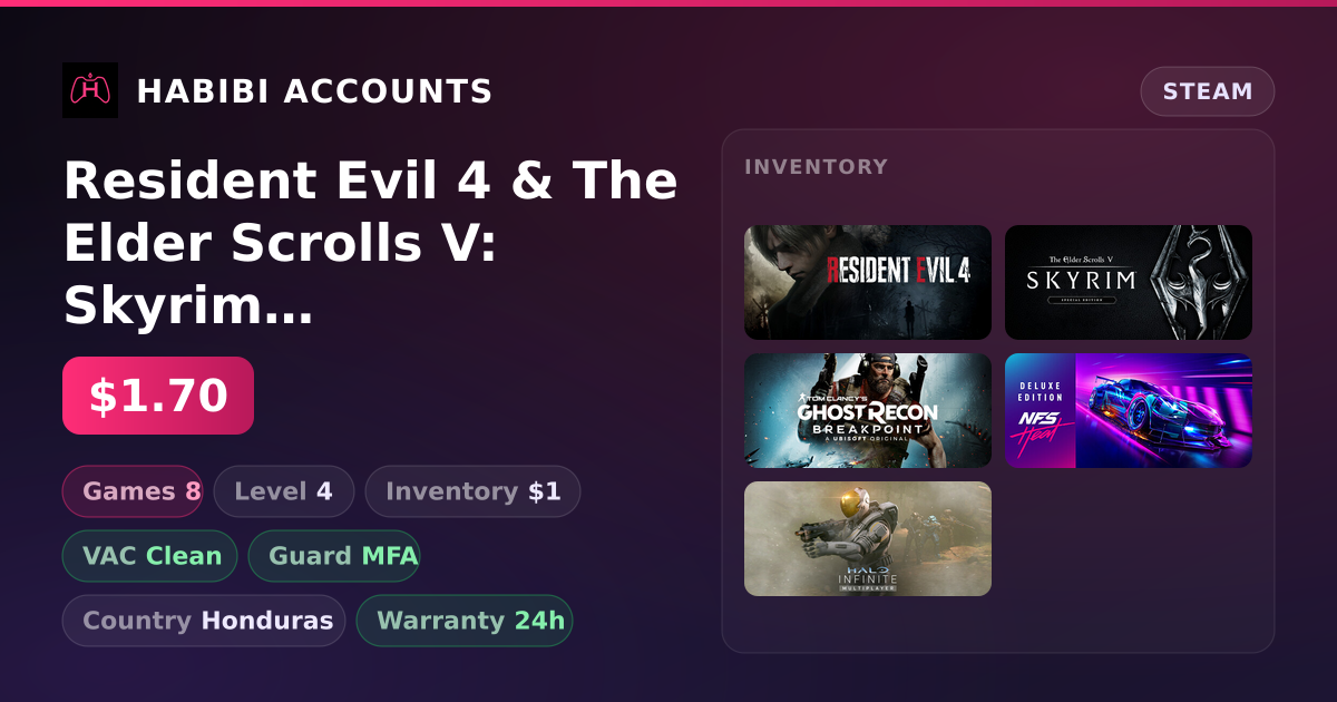 Resident Evil 4 & The Elder Scrolls V: Skyrim Special Edition | Clean — HabibiAccounts
