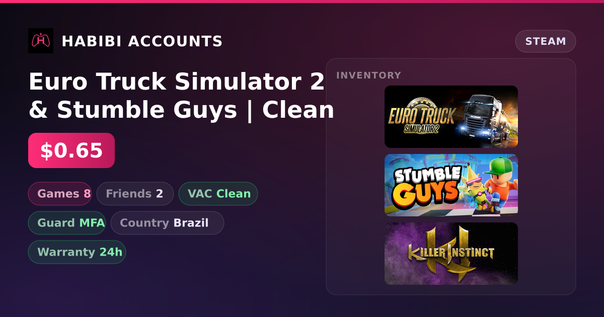 Euro Truck Simulator 2 & Stumble Guys | Clean — HabibiAccounts
