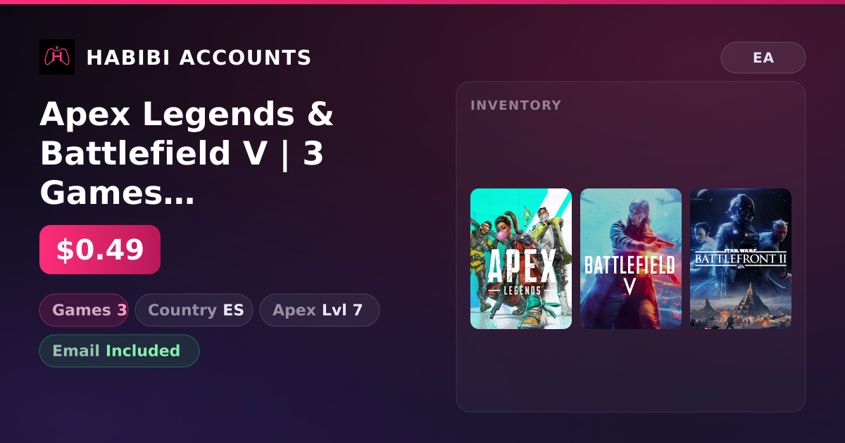 Apex Legends & Battlefield V | 3 Games | Apex Lvl 7 — HabibiAccounts