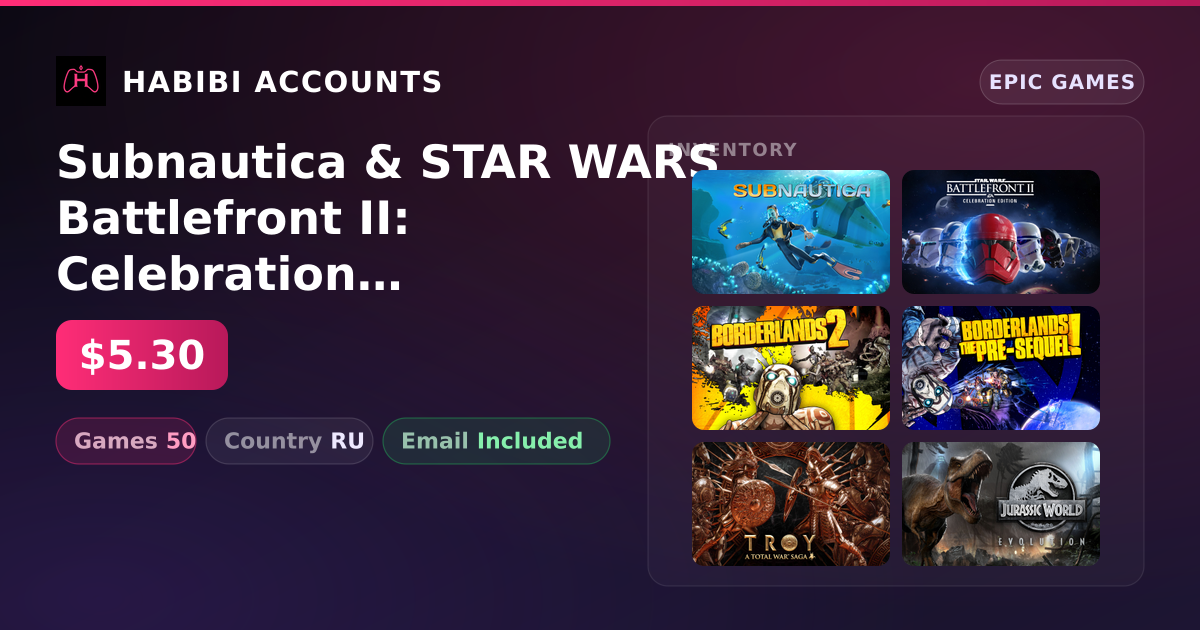 Subnautica & STAR WARS Battlefront II: Celebration Edition | 50 Games — HabibiAccounts