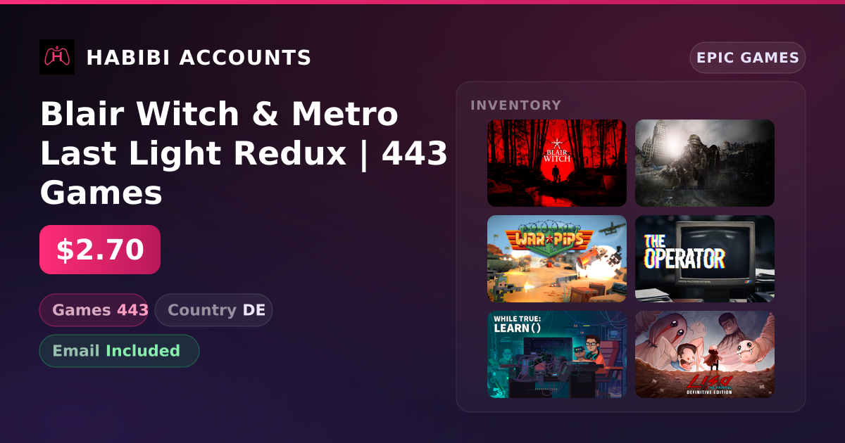 Blair Witch & Metro Last Light Redux | 443 Games — HabibiAccounts